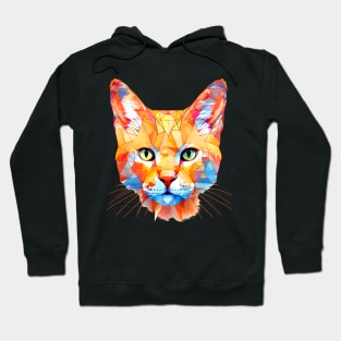 Geometric Cat No. 2: Dark Background (on a no fill background) Hoodie